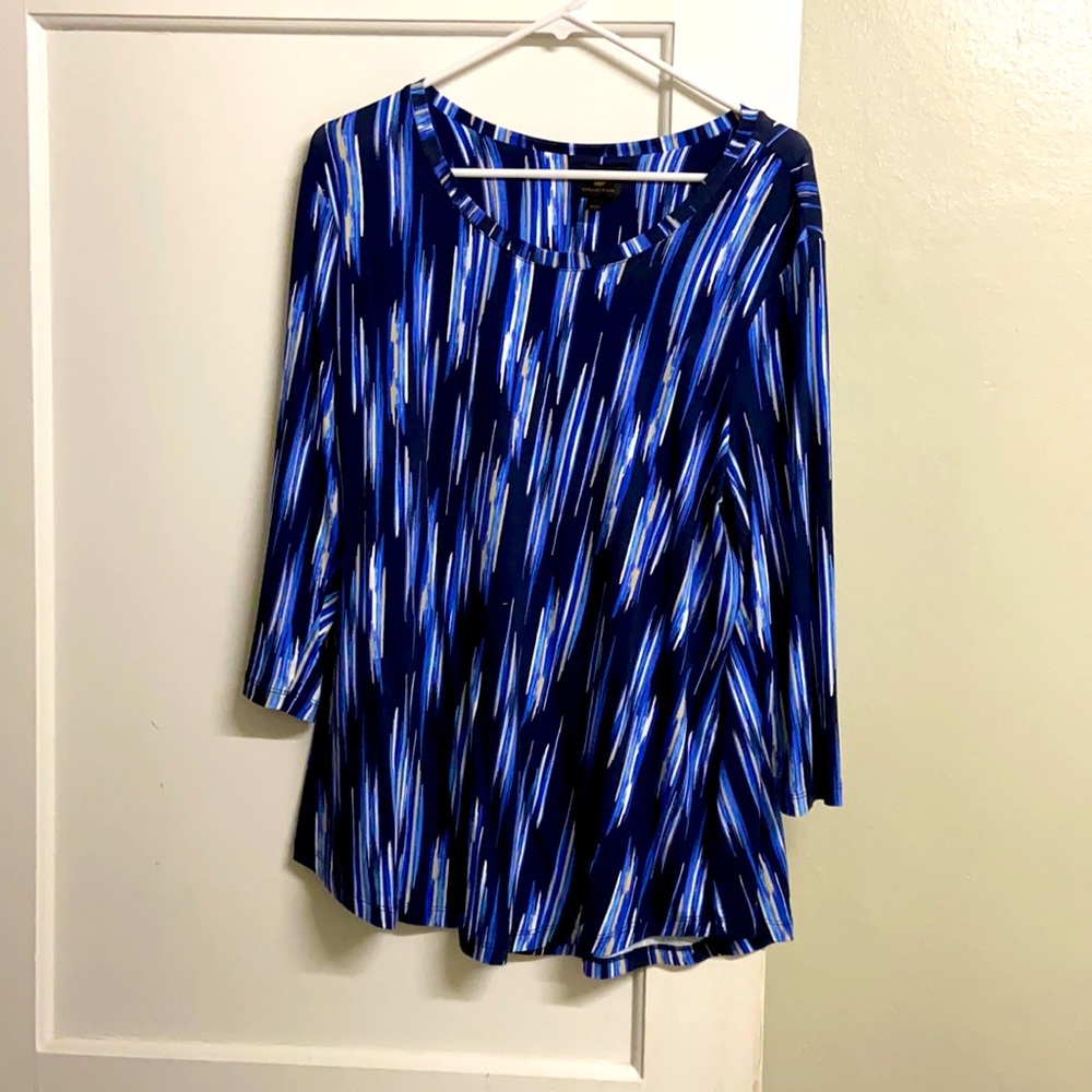JM collection large black and blue blouse